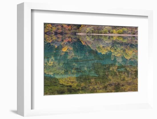 Autumn Reflections and Lake, Jiuzhaigou NP, Sichuan Province, China-Peter Adams-Framed Photographic Print