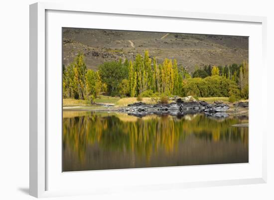 Autumn Reflections at Butchers Dam, Near Alexandra, Central Otago, South Island, New Zealand-David Wall-Framed Photographic Print