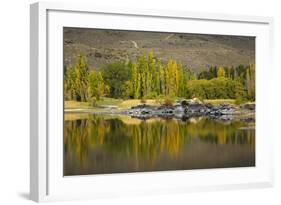 Autumn Reflections at Butchers Dam, Near Alexandra, Central Otago, South Island, New Zealand-David Wall-Framed Photographic Print