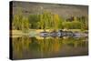 Autumn Reflections at Butchers Dam, Near Alexandra, Central Otago, South Island, New Zealand-David Wall-Stretched Canvas
