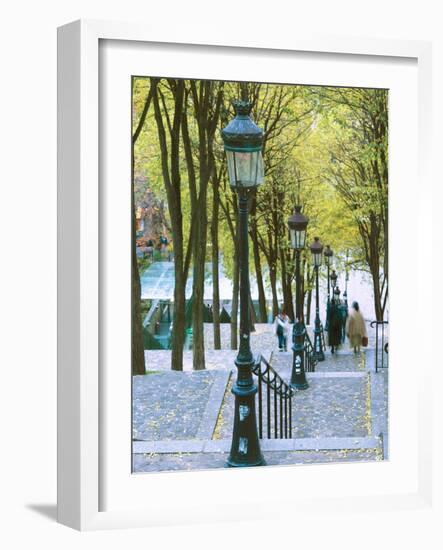 Autumn, Rue De Foyatier Steps to the Place Du Sacre Coeur, Montmartre, Paris, France-Walter Bibikow-Framed Photographic Print