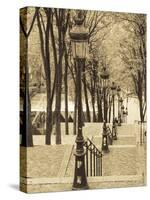 Autumn, Rue De Foyatier Steps to the Place Du Sacre Coeur, Montmartre, Paris, France-Walter Bibikow-Stretched Canvas