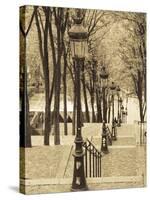 Autumn, Rue De Foyatier Steps to the Place Du Sacre Coeur, Montmartre, Paris, France-Walter Bibikow-Stretched Canvas