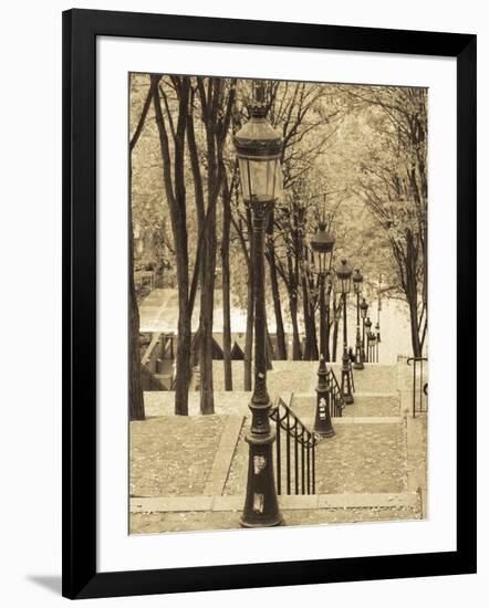 Autumn, Rue De Foyatier Steps to the Place Du Sacre Coeur, Montmartre, Paris, France-Walter Bibikow-Framed Photographic Print