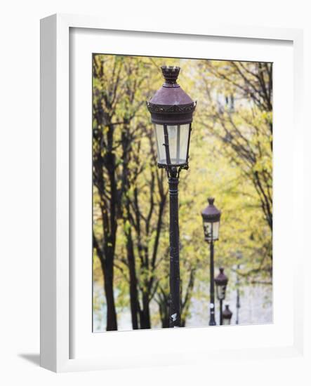 Autumn, Rue De Foyatier Steps to the Place Du Sacre Coeur, Montmartre, Paris, France-Walter Bibikow-Framed Photographic Print