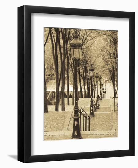 Autumn, Rue De Foyatier Steps to the Place Du Sacre Coeur, Montmartre, Paris, France-Walter Bibikow-Framed Photographic Print