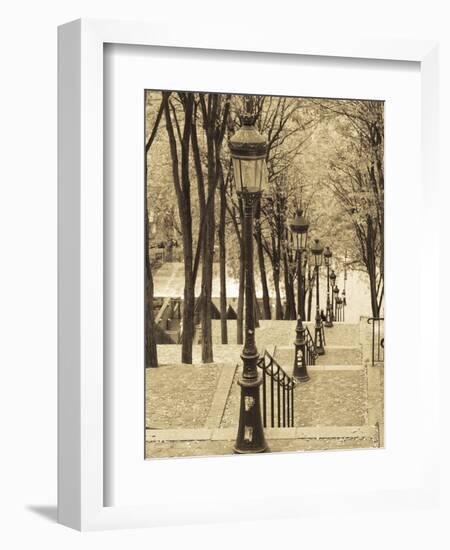 Autumn, Rue De Foyatier Steps to the Place Du Sacre Coeur, Montmartre, Paris, France-Walter Bibikow-Framed Photographic Print