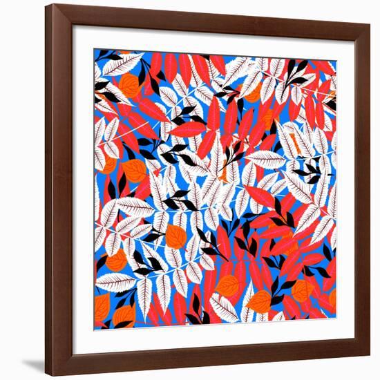 Autumn Seamless Background with Leaves-tukkki-Framed Art Print