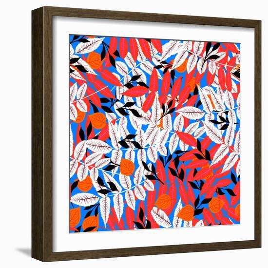 Autumn Seamless Background with Leaves-tukkki-Framed Art Print