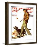 "Autumn Stroll" Saturday Evening Post Cover, November 16,1935-Norman Rockwell-Framed Giclee Print