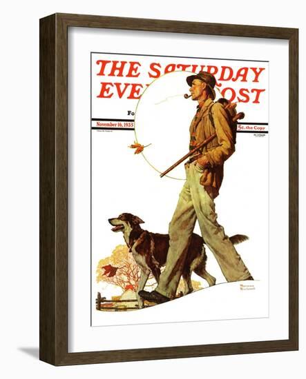 "Autumn Stroll" Saturday Evening Post Cover, November 16,1935-Norman Rockwell-Framed Giclee Print