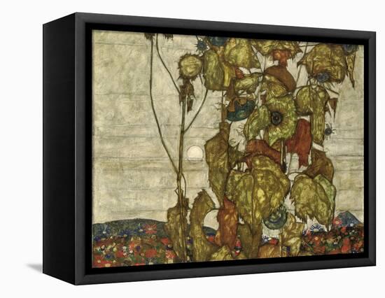 Autumn Sun-Egon Schiele-Framed Stretched Canvas