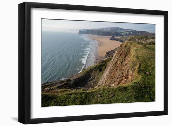 Autumn Sunlight at Three Cliffs Bay, Gower, South Wales, UK-Nigel John-Framed Photographic Print