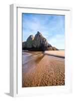 Autumn Sunlight at Three Cliffs Bay, Gower, South Wales, UK-Nigel John-Framed Photographic Print