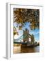 Autumn sunrise in grounds of the Tower of London, with Tower Bridge, London-Ed Hasler-Framed Photographic Print