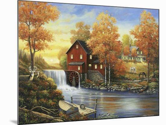 Autumn Sunset at the Old Mill-John Zaccheo-Mounted Giclee Print