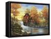 Autumn Sunset at the Old Mill-John Zaccheo-Framed Stretched Canvas