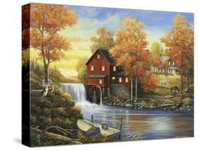 Autumn Sunset at the Old Mill-John Zaccheo-Stretched Canvas