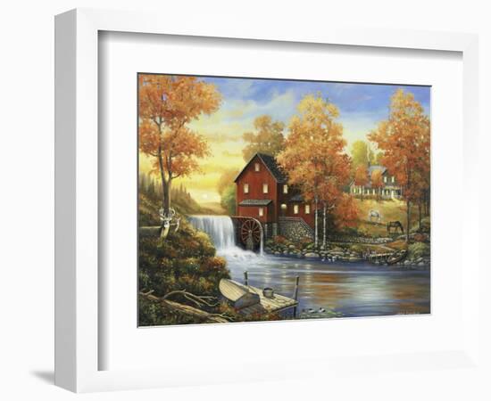 Autumn Sunset at the Old Mill-John Zaccheo-Framed Giclee Print