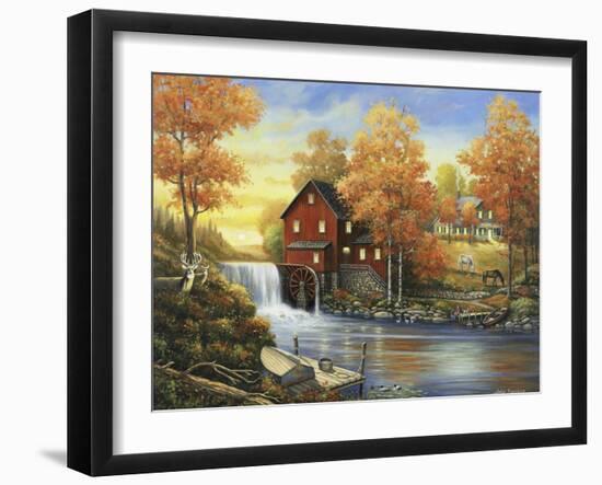 Autumn Sunset at the Old Mill-John Zaccheo-Framed Giclee Print