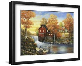 Autumn Sunset at the Old Mill-John Zaccheo-Framed Giclee Print