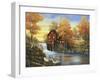 Autumn Sunset at the Old Mill-John Zaccheo-Framed Giclee Print