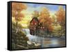 Autumn Sunset at the Old Mill-John Zaccheo-Framed Stretched Canvas