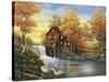 Autumn Sunset at the Old Mill-John Zaccheo-Stretched Canvas