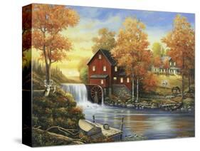 Autumn Sunset at the Old Mill-John Zaccheo-Stretched Canvas