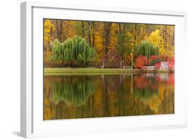 Autumn Tints of Nature,Park in Autumn Tints is Reflected in Silent Pond,Autumn,Autumn Winter,Fall P-Photosite-Framed Photographic Print