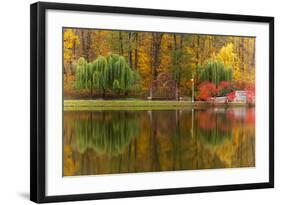 Autumn Tints of Nature,Park in Autumn Tints is Reflected in Silent Pond,Autumn,Autumn Winter,Fall P-Photosite-Framed Photographic Print