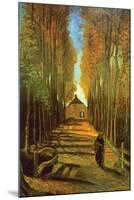 Autumn Tree Lined Lane Leading To a Farm House-Vincent van Gogh-Mounted Art Print