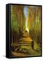 Autumn Tree Lined Lane Leading To a Farm House-Vincent van Gogh-Framed Stretched Canvas