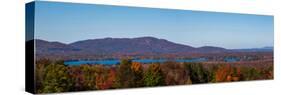 Autumn trees at lakeshore, Brome Lake, West Bolton, Quebec, Canada-null-Stretched Canvas