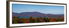 Autumn trees at lakeshore, Brome Lake, West Bolton, Quebec, Canada-null-Framed Premium Photographic Print