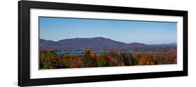 Autumn trees at lakeshore, Brome Lake, West Bolton, Quebec, Canada-null-Framed Premium Photographic Print