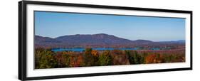 Autumn trees at lakeshore, Brome Lake, West Bolton, Quebec, Canada-null-Framed Premium Photographic Print