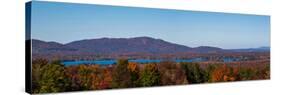 Autumn trees at lakeshore, Brome Lake, West Bolton, Quebec, Canada-null-Stretched Canvas