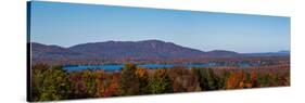 Autumn trees at lakeshore, Brome Lake, West Bolton, Quebec, Canada-null-Stretched Canvas