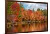 Autumn trees at riverbank, Oswegatchie River, Adirondack Mountains State Park, New York State, USA-null-Framed Photographic Print