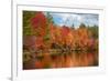 Autumn trees at riverbank, Oswegatchie River, Adirondack Mountains State Park, New York State, USA-null-Framed Photographic Print