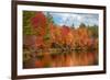 Autumn trees at riverbank, Oswegatchie River, Adirondack Mountains State Park, New York State, USA-null-Framed Photographic Print