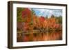 Autumn trees at riverbank, Oswegatchie River, Adirondack Mountains State Park, New York State, USA-null-Framed Photographic Print