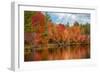 Autumn trees at riverbank, Oswegatchie River, Adirondack Mountains State Park, New York State, USA-null-Framed Photographic Print