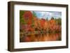 Autumn trees at riverbank, Oswegatchie River, Adirondack Mountains State Park, New York State, USA-null-Framed Photographic Print