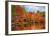 Autumn trees at riverbank, Oswegatchie River, Adirondack Mountains State Park, New York State, USA-null-Framed Photographic Print