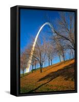 Autumn Trees Below Gateway Arch, Jefferson National Expansion, St. Louis, Missouri, USA-Scott T. Smith-Framed Stretched Canvas