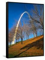 Autumn Trees Below Gateway Arch, Jefferson National Expansion, St. Louis, Missouri, USA-Scott T. Smith-Framed Stretched Canvas