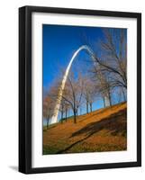 Autumn Trees Below Gateway Arch, Jefferson National Expansion, St. Louis, Missouri, USA-Scott T. Smith-Framed Photographic Print