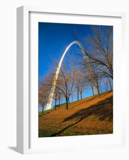 Autumn Trees Below Gateway Arch, Jefferson National Expansion, St. Louis, Missouri, USA-Scott T. Smith-Framed Photographic Print